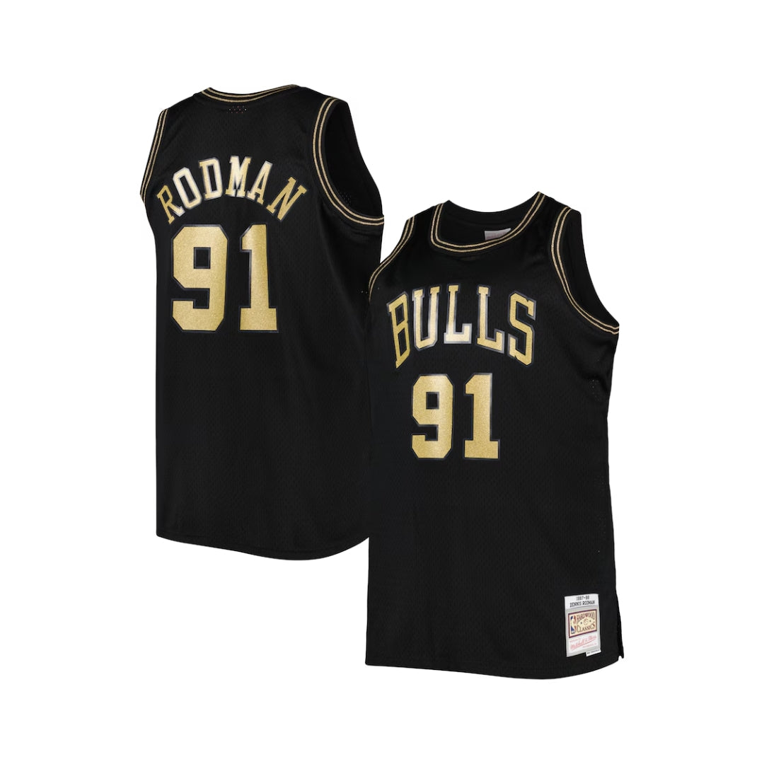 Men's Mitchell & Ness Dennis Rodman Black Chicago Bulls Team Big & Tall Hardwood Classics 1997