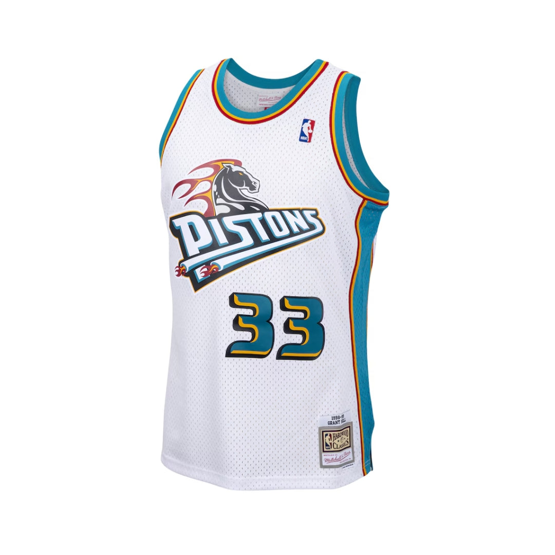 1996-00 Detroit Pistons Hill #33 Champion Home Jersey