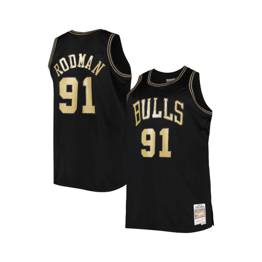 Men's Mitchell & Ness Dennis Rodman Black Chicago Bulls Team Big & Tall Hardwood Classics 1997