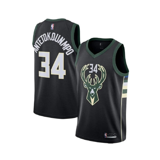 #34 Giannis Antetokounmpo NBA Black Jersey Milwaukee Bucks Vintage Swingman