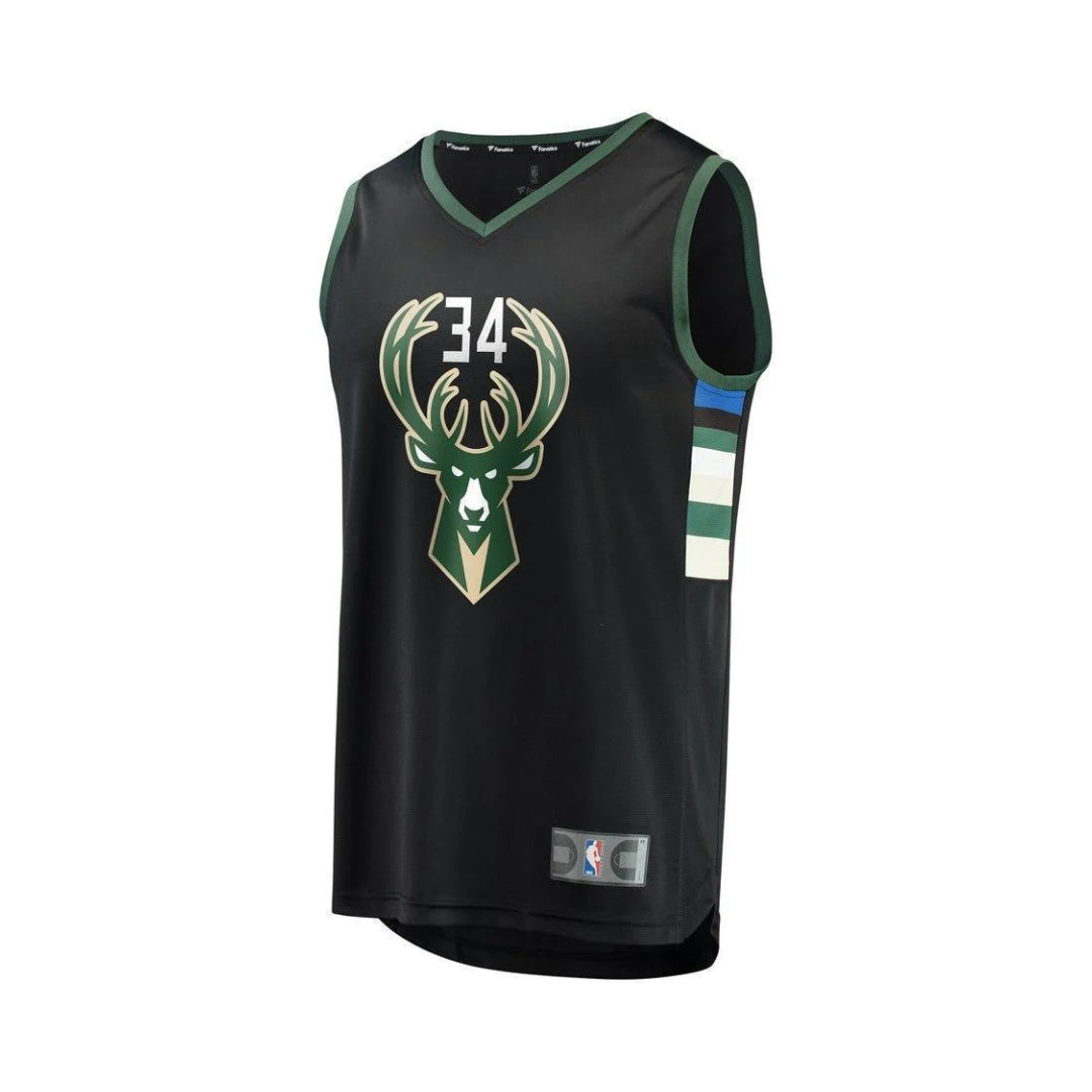 #34 Giannis Antetokounmpo NBA Black Jersey Milwaukee Bucks Vintage Swingman