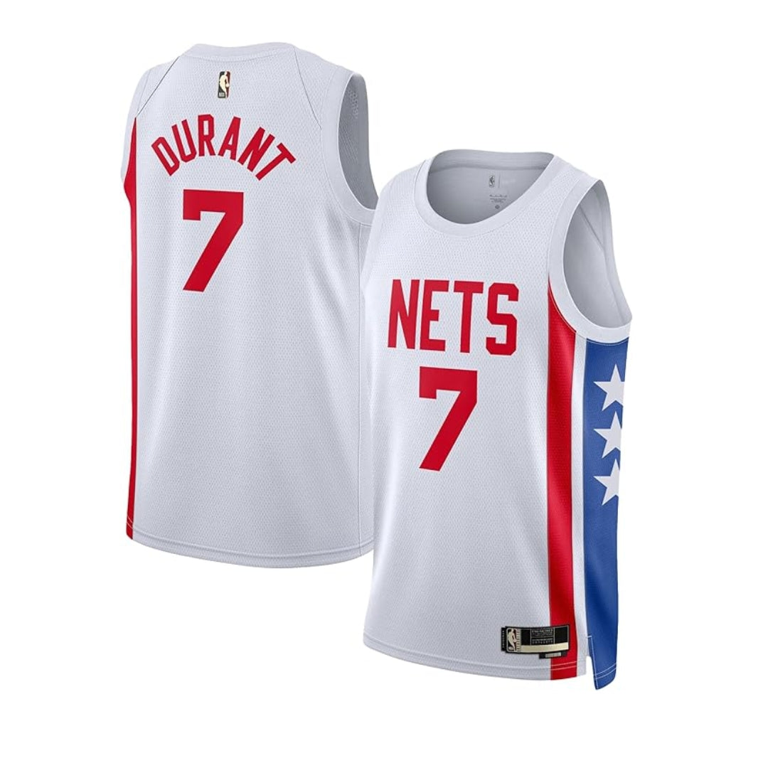 Brooklyn Nets #7 Kevin Durant 2022 23 White With Patch Classic Edition