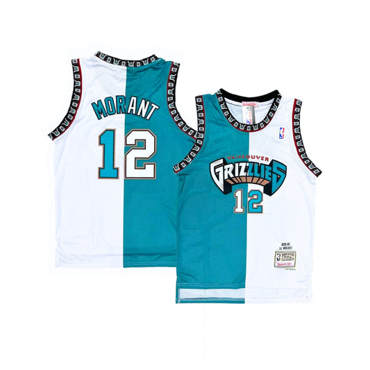 Men's Memphis Grizzlies #12 Ja Morant White Teal Split Two-Tone Jersey