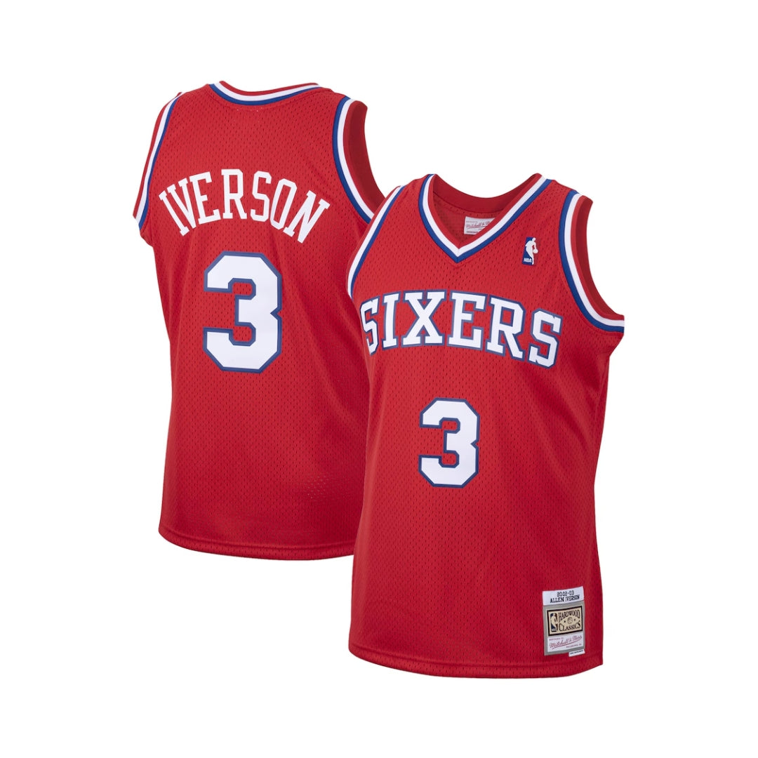 Sixers 3 Allen Iverson Old School Basketball Jersey