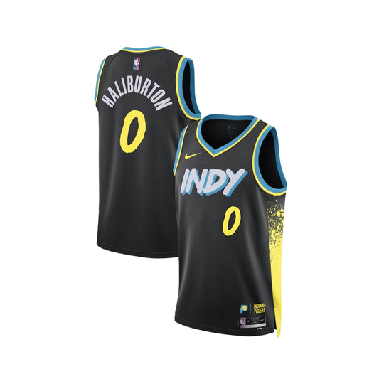 Tyrese Haliburton 2023-24 Indiana Pacers Black #0 City Edition Jersey Swingman